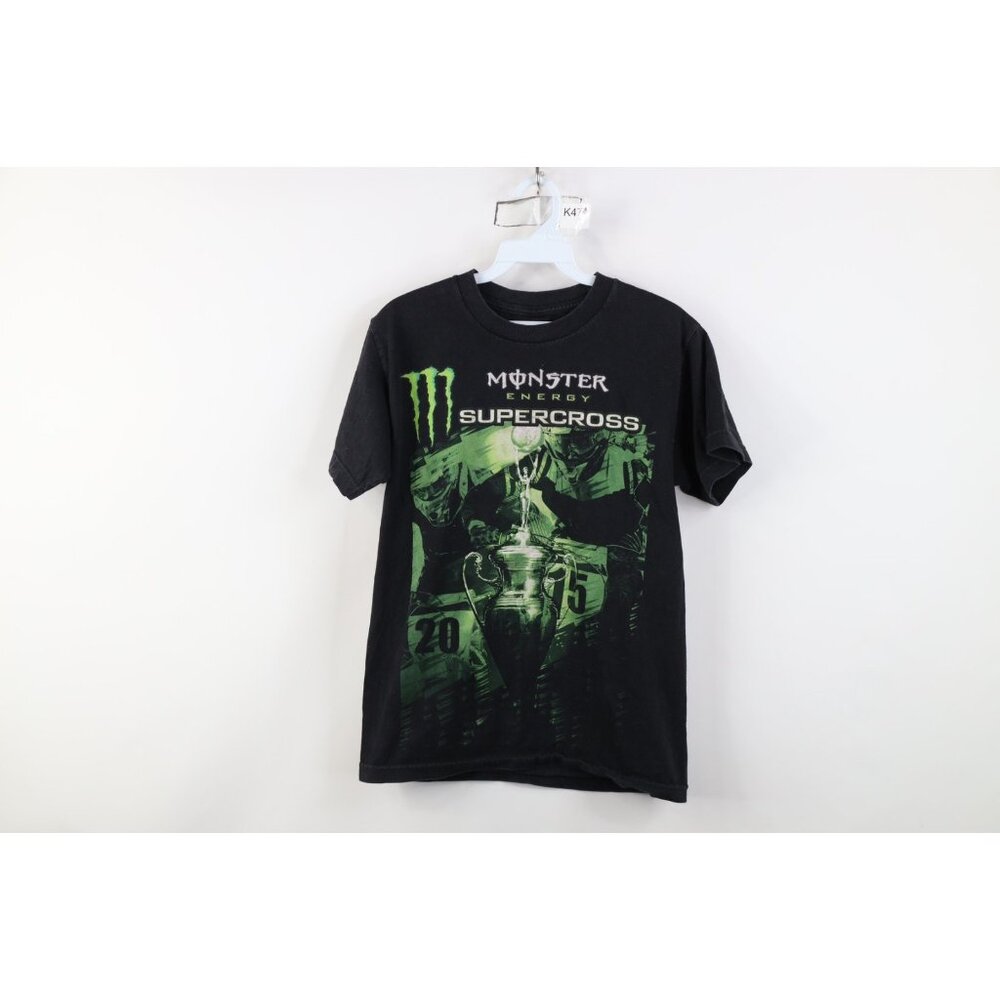 Vintage Mens Small Monster Energy Supercross Motorcycle Racing T-Shirt Black